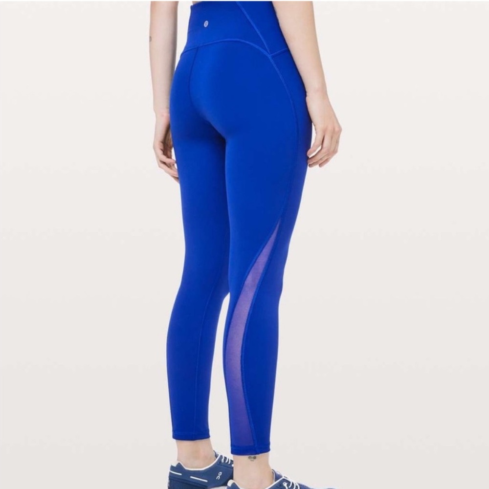 Lululemon Train 7/8 Leggings, Mesh Jet Stream Blue